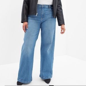 Gap High Rise Stride medium wash wise leg jeans size 32/14 tall